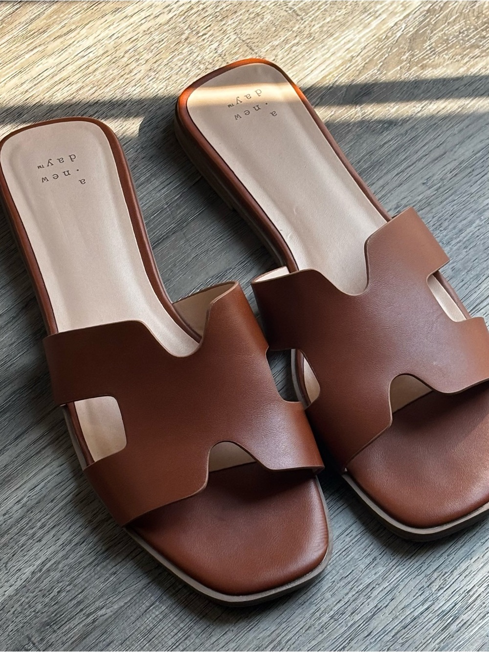 a new day Brown Cutout Slide Sandals